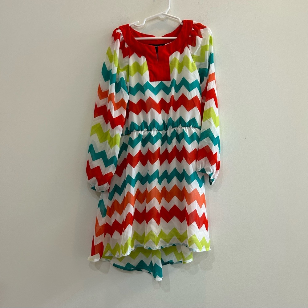 Girls colorful striped dress. Size 7.